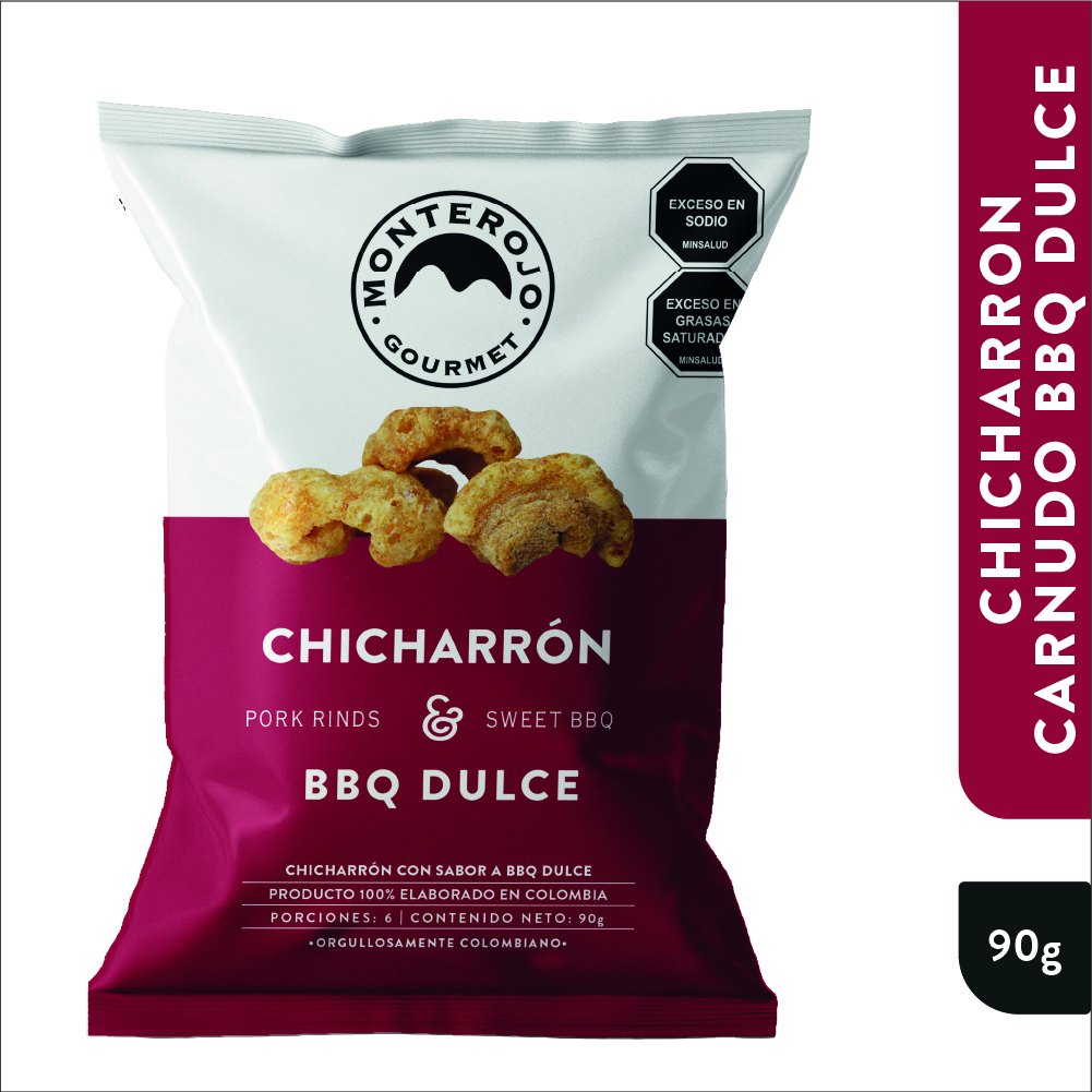 Monte Rojo Chicharrón Carnudo BBQ Dulce Club Colombia 90g