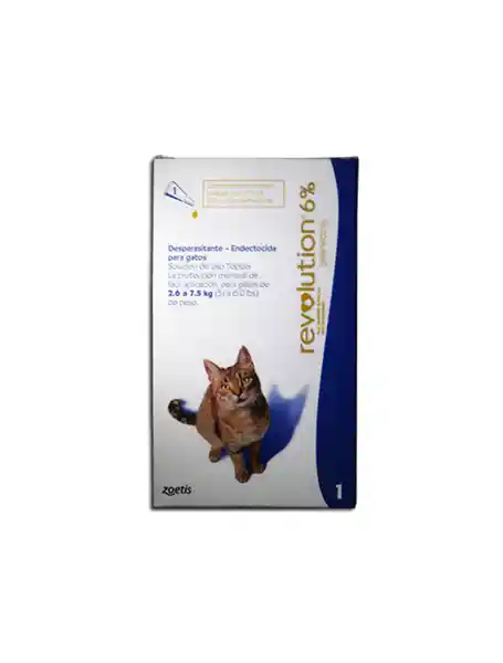 Revolution 6% Antiparasitario Para Gato 2.6 a 7.5 Kg 0.75 mL