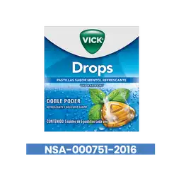 Vick Drops Sabor Mentol Refrescante Sobres 10 g X 5