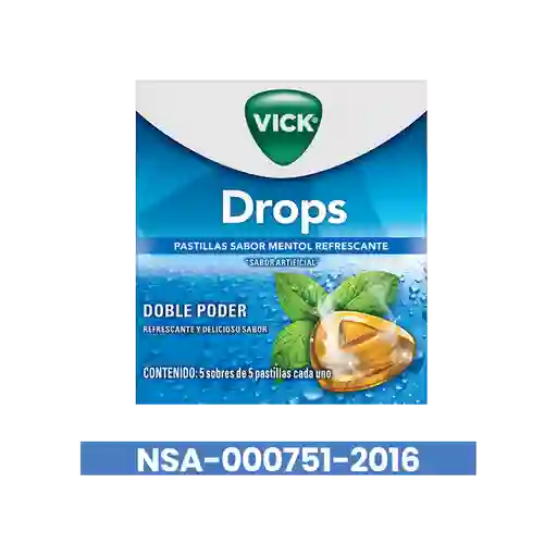 Vick Drops Sabor Mentol Refrescante Sobres 10 g X 5