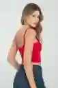 Crop Top Tiras Malibu Color Rojo Puro Talla M Ragged