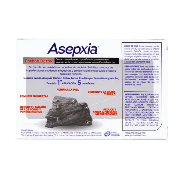 Asepxia Jabón Carbón Detox Efecto Purificante