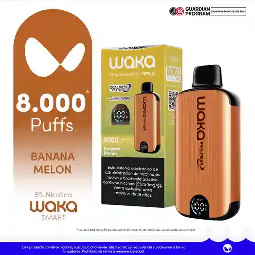 Waka Vapeador Smart Vape Banana Melón 5% 8000 Puff