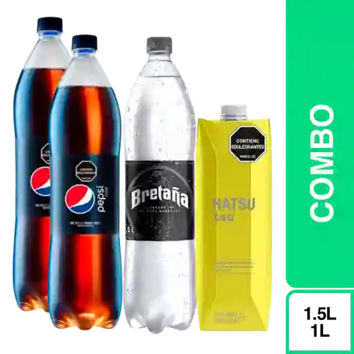 Combo Pepsi Sin Azúcar + Bretaña + Hatsu té Amarillo 2 L