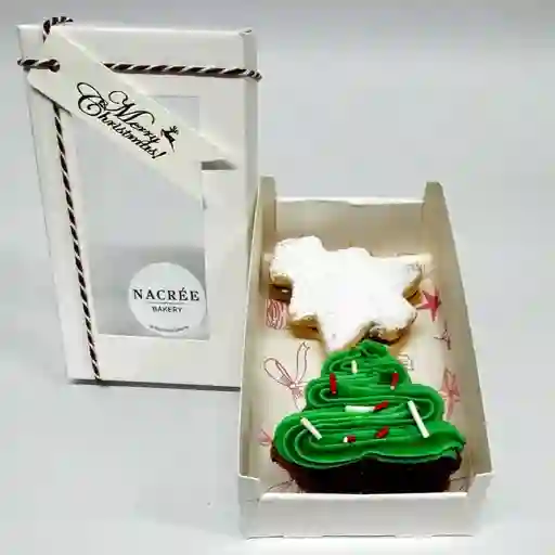 Caja de alfajor y brownie decorado