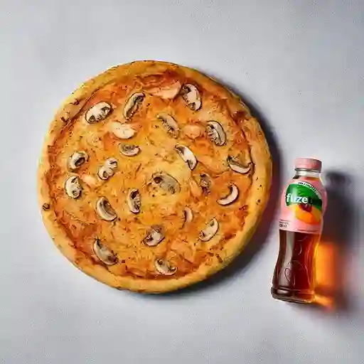 Pizza Pollo&Champiñones +Fuze Negro Durazno 400ml