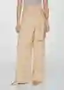 Pantalón Pareo Beige Talla 42 Mujer Mango