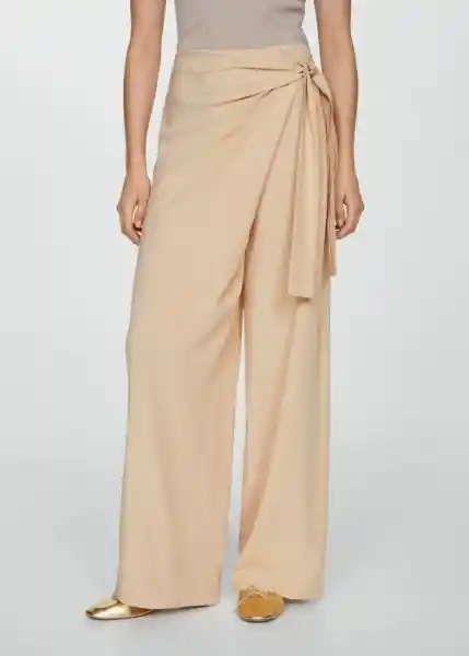 Pantalón Pareo Beige Talla 42 Mujer Mango