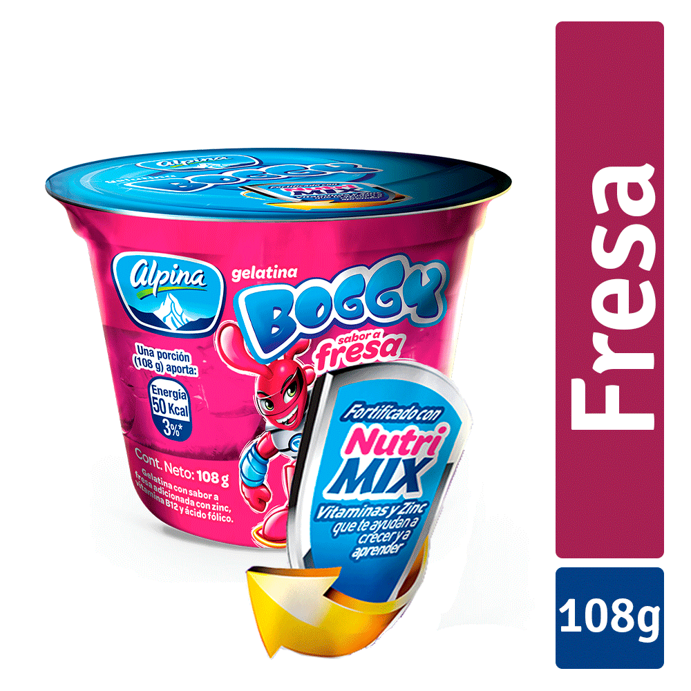 Gelatina Boggy Fresa Vaso 108 g