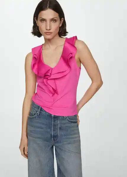 Top Popelín Fucsia Talla 24 Mujer Mango