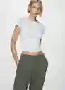 Pantalón Pique Khaki Talla S Mujer Mango