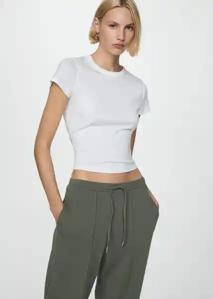 Pantalón Pique Khaki Talla S Mujer Mango