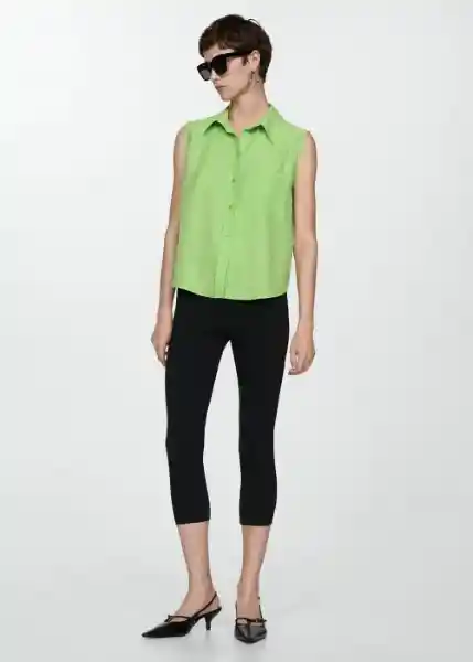 Camisa Lim Verde Talla L Mujer Mango