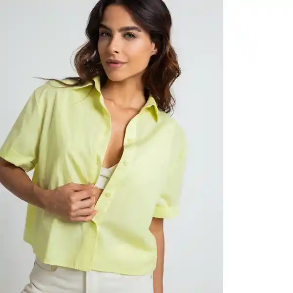 Camisa Baia Mujer Amarillo Risueno Claro Talla S 013F316 Naf Naf