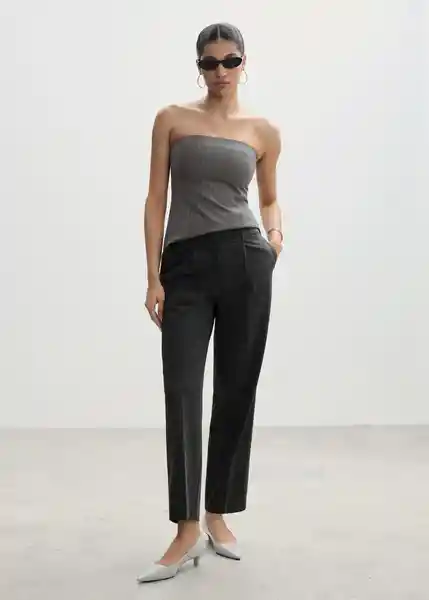 Pantalón Roro Gris Talla 38 Mujer Mango