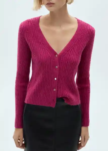 Abrigo Cardigan Seeds Fucsia Talla M Mujer Mango