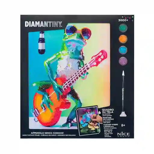 Toy Logic Cuadro de Arte Con Marco Diamantiny Rana Guitarrista