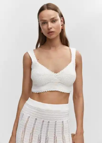 Falda Santorin Blanco Talla M Mujer Mango