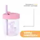 Vaso de Vidrio de Con Tapa de Silicona Rosa Miniso