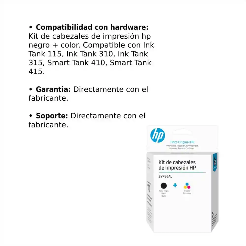 Kit De Cabezal Hp Gt 3yp86al Negro+color