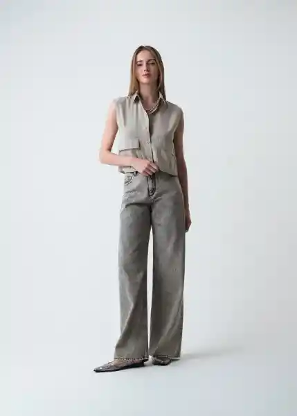 Camisa Alana Mujer Gris Rocoso Claro Talla S 519g331 Naf Naf