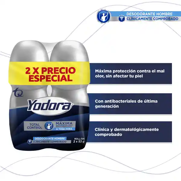 Yodora Desodorante para Hombre Total Control en Roll On