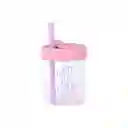 Vaso de Vidrio de Con Tapa de Silicona Rosa Miniso