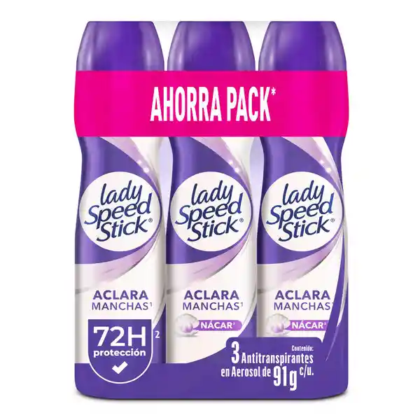 Desodorante Mujer Lady Speed Stick Derma + Vitamina E Aerosol 91 g x 3