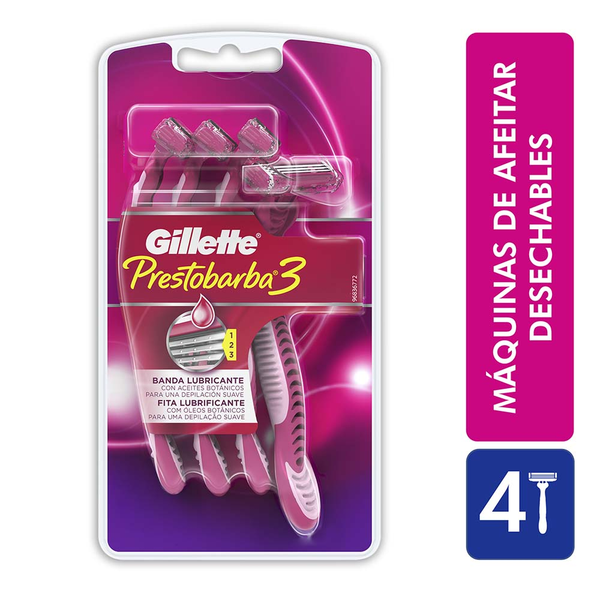 Gillette Prestobarba 3 Afeitado Desechable Femenino 4 Unidades