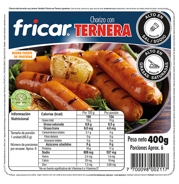 Fricar Chorizo con Ternera 400 g