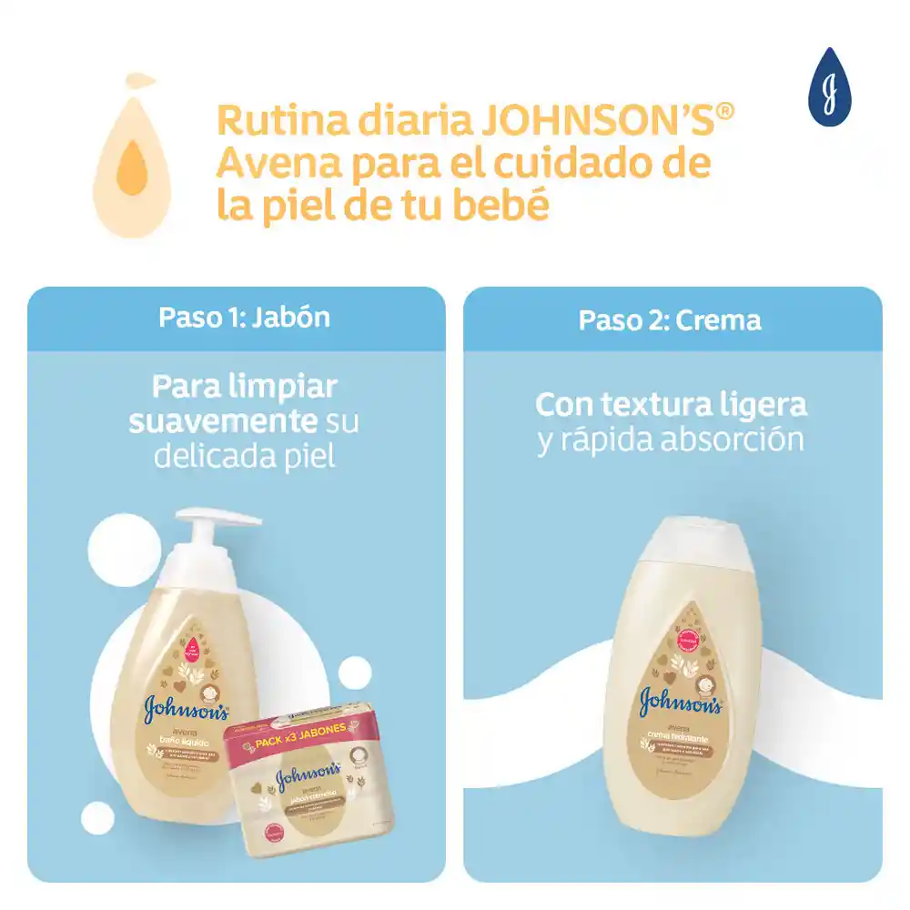 Jabón Bebé JOHNSON'S Avena TRIPACK 330 GR