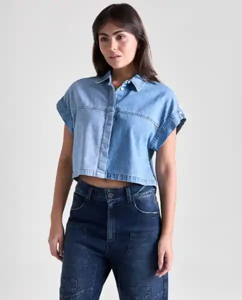 Camisa Mujer Azul Talla S 319G000_AZU114604 Americanino
