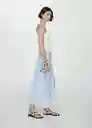 Falda Marina Blanco Talla 38 Mujer Mango