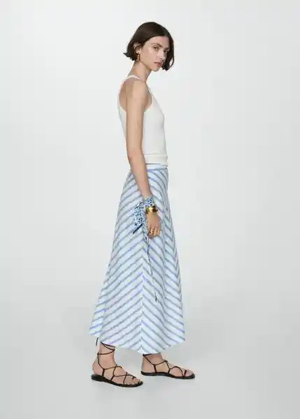 Falda Marina Blanco Talla 38 Mujer Mango