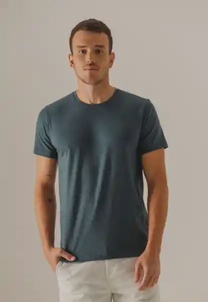Camiseta Cuello en v Azul Talla M