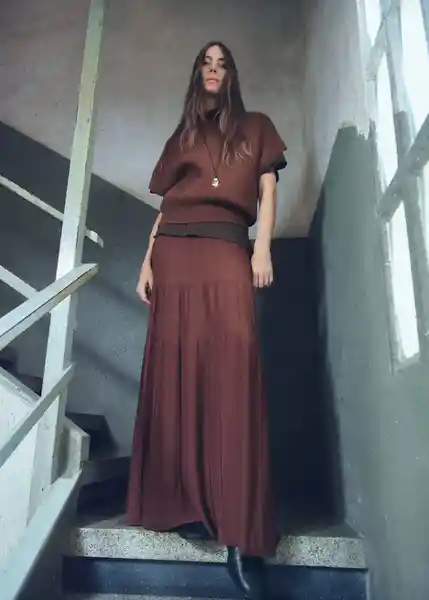 Saco Jersey Choco Marron Talla M Mujer Mango