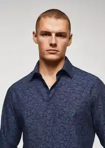 Camisa Lagnes Navy Talla L Hombre Mango