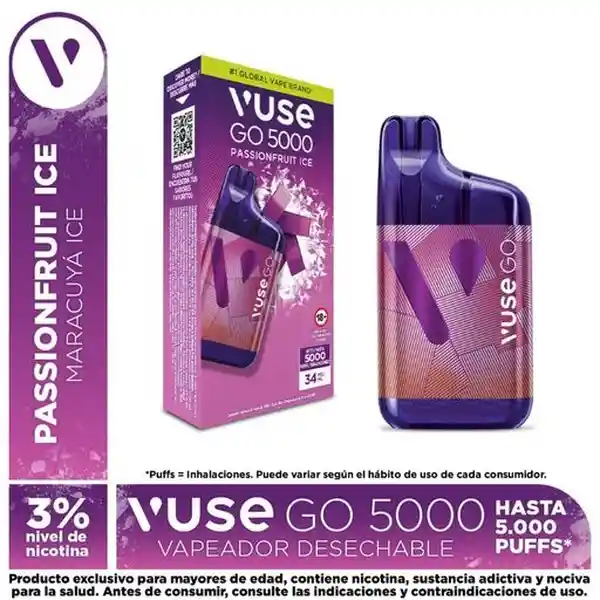 Vuse Go Vapeador Passionfruit Ice 5000 Puffs 3%