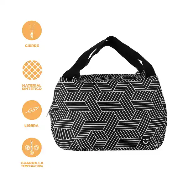 Lonchera Con Formas Geométricas Lineas Blanco y Negro Miniso