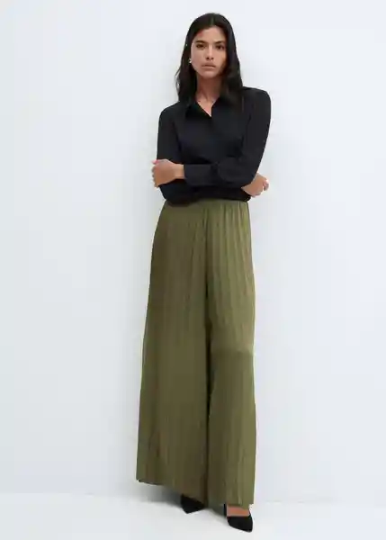 Pantalón Amira-A Khaki Talla L Mujer Mango