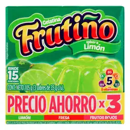 Frutiño Gelatina en Polvo Sabor Limón-Fresa-Frutos Rojos 