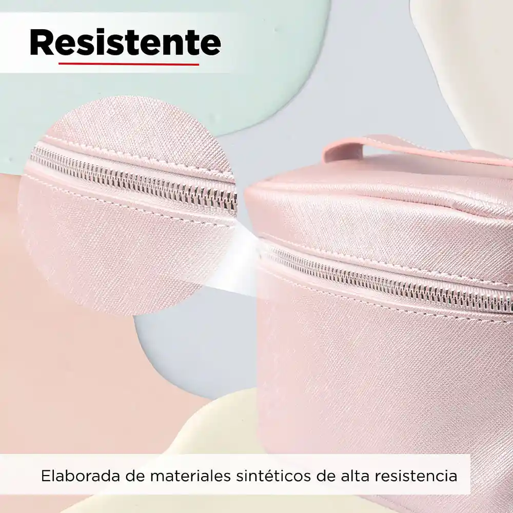 Miniso Cosmetiquera Rectangular Nacarada Rosa