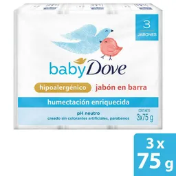 Dove Baby Jabón Barra Hidratación Enriquecida 3 Unidades X 75g