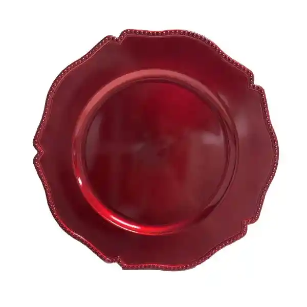 Krea Plato Base Borde Rojo Navidad 2024