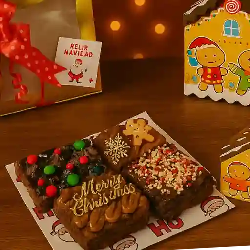 Caja navideña con brownies