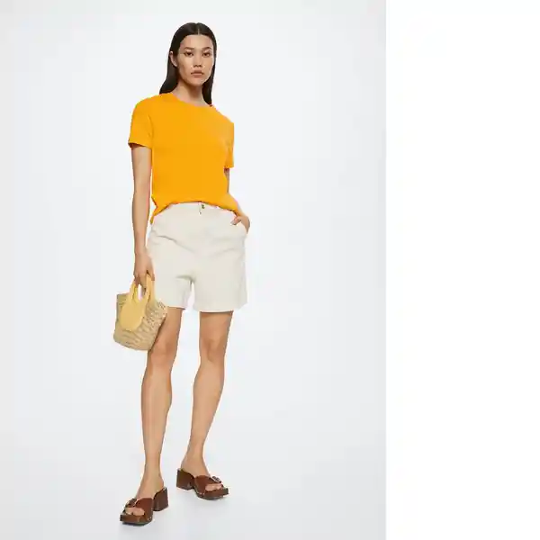 Camiseta Chalaca Naranja Talla Xs Mujer Mango