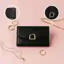 Cartera Para Mujer Con Hebilla Dorada Negro Serie Miniso