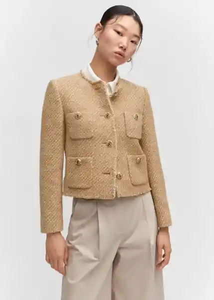 Chaqueta Carla Beige Talla S Mujer Mango