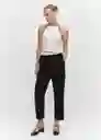 Pantalón Fluido Negro Talla 25 Mujer Mango