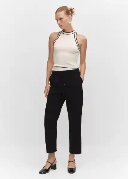 Pantalón Fluido Negro Talla 25 Mujer Mango